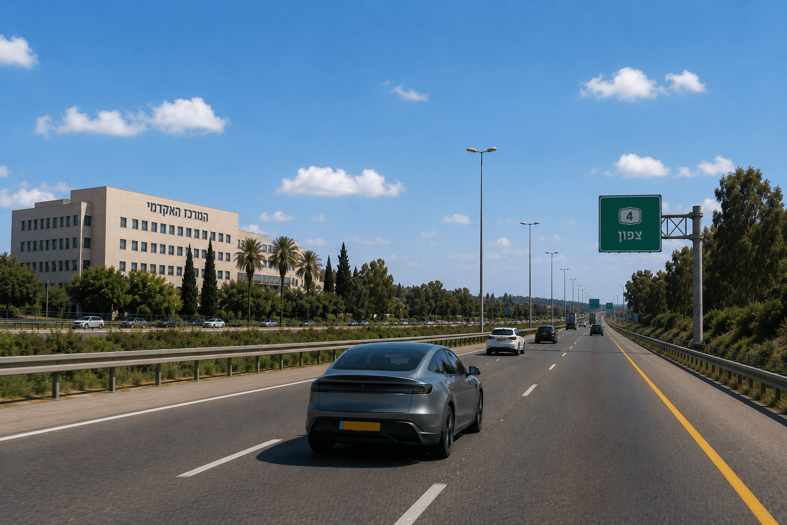 רכב חשמלי על כביש 4 באזור נתניה והסביבה